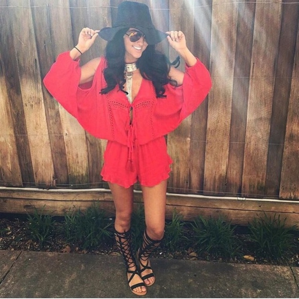 Red Bohemian Romper - Picture 1 of 2